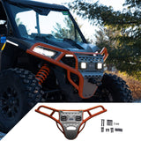 Ravek Front Bumper/Skid Plate with White Lights fits Polaris RZR - Orange